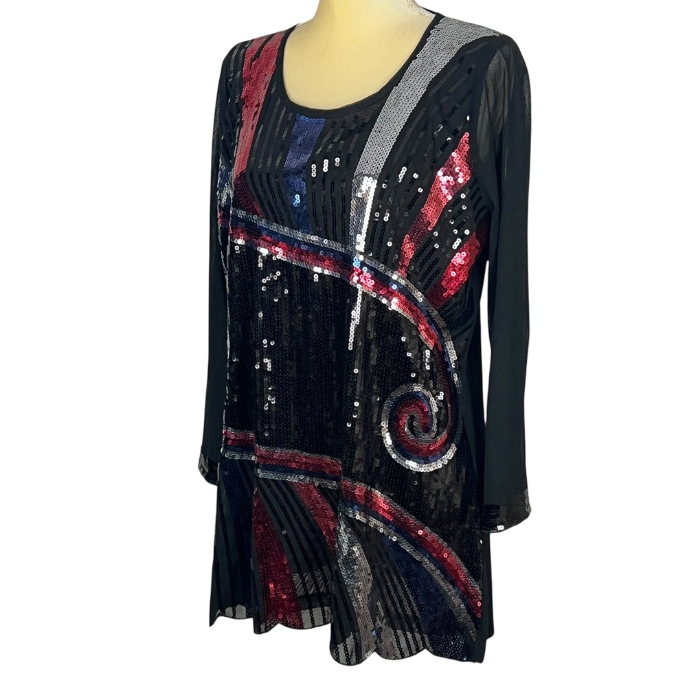 Ameri Mode Sequin Art Deco Style Mesh Long Sleeve… - image 6